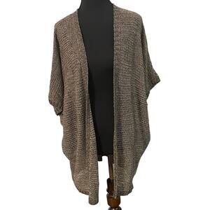 NWT EILEEN FISHER‎ Oval Cardi Bronze Metallic Linen Blend Open Knit Large Luxury